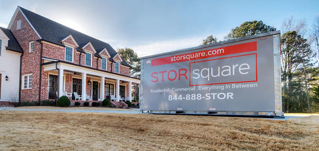 STORsquare mobile storage container in residential driveway