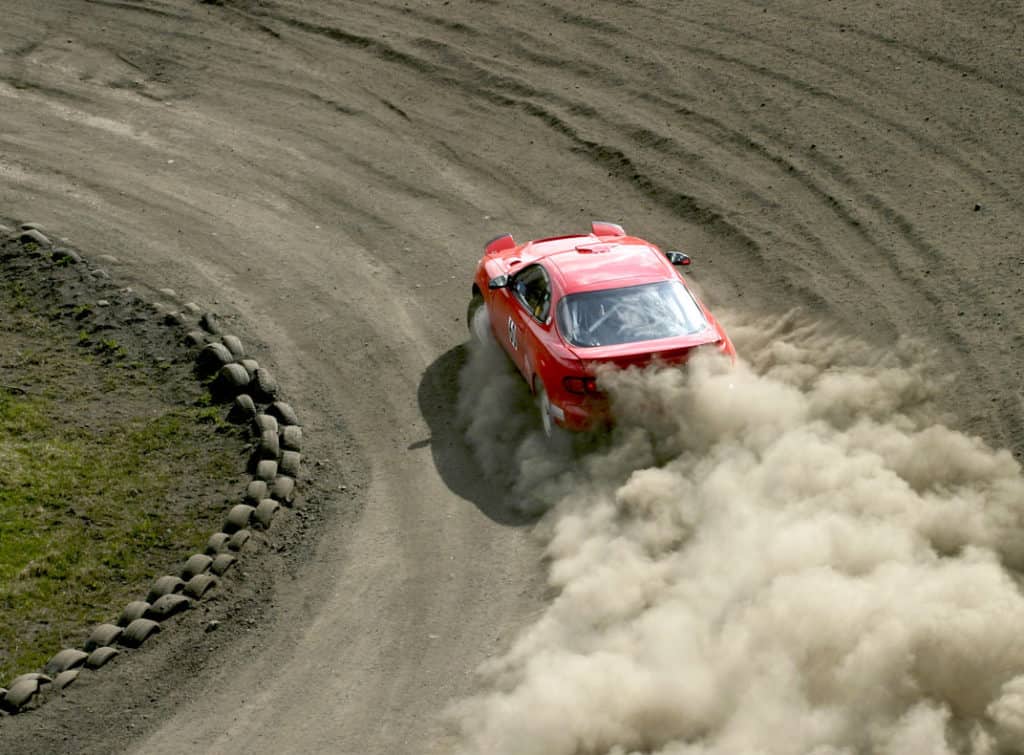 Race car on a dirt track