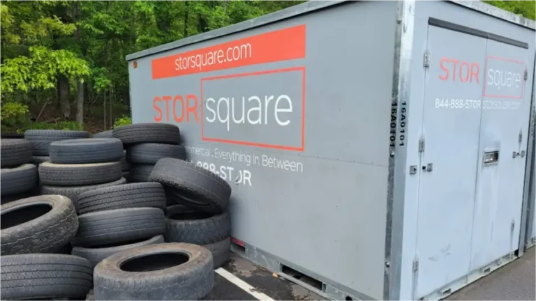 STORsquare mobile storage unit placed at a commercial site in Acworth, GA.