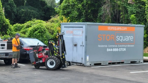 Mobile storage unit being delivered, reducing repeated trips and helping maintain focus during long drives