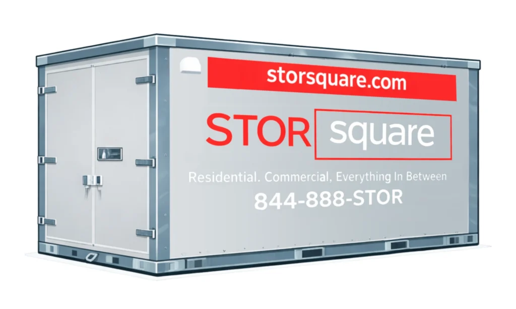 16 ft portable storage container for long distance moving in Atlanta GA with barn style doors and all steel design