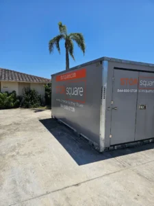 STORsquare portable storage container outside a Georgia home during a long-distance move.