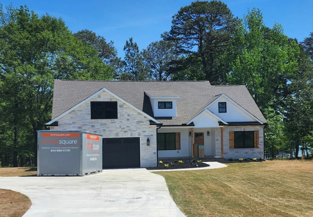 STORsquare portable storage unit outside a Tennessee home during a residential remodeling project.