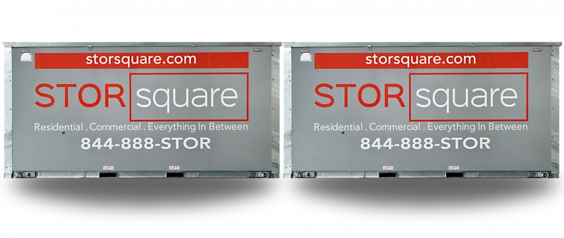 Two STORsquare commercial storage containers shown side by side, highlighting scalable business storage options.